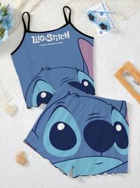 Gambar Elegant Women's Sets Lettuce Trim Pajama Skirt Disney T-shirt Slip Dress Stitch Top Pieces Short Piece Outfit Summer Suit Disney dari Dddarmini undefined 1 Tokopedia