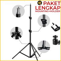 Gambar Tripod Handphone 2.1 Meter Stabilizer Besi Plus Mini ball head Holder Hp Stand For camera/ring light/Studio Lighting dari ciminstore22 undefined 5 Tokopedia