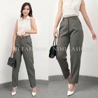 Gambar NIMI - Celana Salur Wanita Celana Baggy Motif Garis Celana Bahan Kerja Wanita Pinggang Karet MR2 - Mocca Bintik, S dari ante storeee undefined 1 Tokopedia