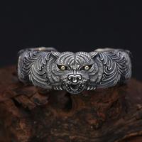 Gambar Gelang Wajah Harimau Ukir Timbul / Gelang Bangle Pria Motif Kepala Macan Silver Retro / Tiger Head Chain Bangle Cuff Vintage Bracelet Unique Carving Feng Shui / Gelang Tangan Unik Shio Harimau Macan Warna Perak Cowok Classic Retro Punk Bold Jewelry Unique dari kamartiganam undefined 3 Tokopedia
