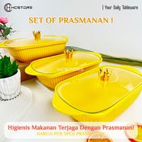 Gambar shinji store [SET 3PCS PRASMANAN] Prasmanan Keramik Piring Saji Piring Lauk Tempat Lauk Tutup Kaca Crown Microwave Oven Safe dari Shinji Store1 undefined 2 Tokopedia