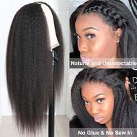 Gambar Kinky Straight U V Part Wig Human Hair Machine Made 180% Density Yaki Straight U Part Human Hair Wig For Women Natural Color dari Penggesu undefined 5 Tokopedia