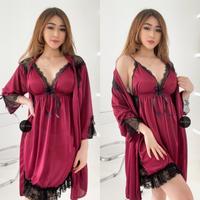 Gambar New Pakaian Wanita Sexy Lingerie Outer Set Tangtop Dress Jumbo Hot Premium Ready - BROKEN WHITE, all size dari Akami Hiory undefined 3 Tokopedia