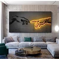Gambar Neon Light Art Canvas Print Hand of God Artwork Abstract Posters and Prints Canvas Wall Art Pictures for Living Room Home Decor dari tita tsabita citungku undefined 2 Tokopedia