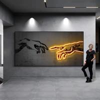 Gambar Neon Light Art Canvas Print Hand of God Artwork Abstract Posters and Prints Canvas Wall Art Pictures for Living Room Home Decor dari tita tsabita citungku undefined 3 Tokopedia