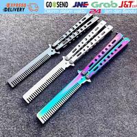 Gambar Sisir Lipat Saku Stainless Steel Anti Karat Foldable Hair Comb Balisong Training Butterfly Knife - Hitam dari Soya Global undefined 1 Tokopedia
