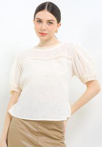 Gambar CHIC SIMPLE S/S DIAMOND FLO EYELET BLOUSE ATASAN WANITA CANTIK BL7837 - CREAM dari Chic Simple Store ID undefined 4 Tokopedia