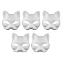 Gambar 3/5PCS Therian Masks White Cat Masks Blank DIY Halloween Mask Animal Half Facemasks Masquerade Cosplay Party dari PANPANGJAHE ANYERRRRRR undefined 3 Tokopedia