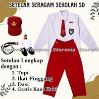 Gambar Setelan Super Lengkap Seragam Sekolah SD Merah Putih Lengan Panjang Laki-laki Kelas 1-6 SD - PAKET TANPA TOPI, KELAS 5 dari MALALA GROUP undefined 5 Tokopedia