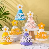 Gambar TOPI Ulang Tahun Kerucut / Party Hat Kain Flanel Daisy Segitiga / HBD Bintang Pita Ultah / Smile Cap dari limah timah6 undefined 3 Tokopedia