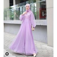 Gambar baju gamis wanita dewasa model terbaru maxi alexa dengan kombinasi menarik dan sleting belakang - Lilac, L dari Versionatic undefined 2 Tokopedia