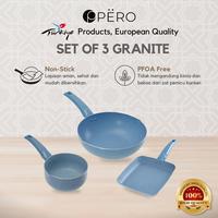 Gambar Pero Set of 3 Wokpan 24cm, Grill Pan 20cm, Saucepan 16cm / Wajan Nonstick Granite Anti Lengket dari shushaonlineshop undefined 2 Tokopedia