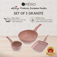 Gambar Pero Set of 3 Wokpan 24cm, Grill Pan 20cm, Saucepan 16cm / Wajan Nonstick Granite Anti Lengket dari shushaonlineshop undefined 4 Tokopedia