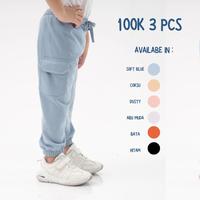 Gambar Paket 3pcs Celana Cargo Jogger Anak Panjang 1-10 Tahun Unisex Baby Terry Premium Laki Laki Perempuan Cewek Cowok Joger Kargo - Random Cewek 3, S dari GEMI KIDS undefined 1 Tokopedia