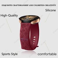 Gambar 18mm 20mm 22mm Rose engrave Band for Samsung Galaxy Watch 654 40mm 44mm Gear S3 Silicone Cute Strap Classic 43mm 45mm Active 2 dari bahasaya seller undefined 2 Tokopedia