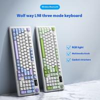 Gambar LANGTU L98 Wireless Gaming Keyboard Mechanical Touch Bluetooth tri-Mode RGB With Screen Knob Office Wired Gaming Silent Keyboard dari src 03 undefined 3 Tokopedia