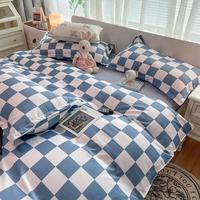 Gambar Orange Bedding Set Girls Boys Bed Linen Sheet Plaid Duvet Cover No dari HILMY SHOP89 undefined 4 Tokopedia