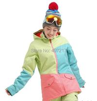 Gambar Womens Color Matching Ski Jacket Green Blue Pink Snowboard Skati dari Totoro Starr undefined 2 Tokopedia