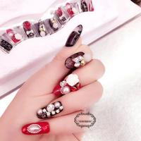 Gambar 24 pcs Wedding fake nail Black Diamond kuku palsu 3Dart hitam mewah 3D dari JENYA CE undefined 1 Tokopedia