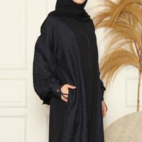 Gambar Gamis Wanita Daisy Dress Syari Dark Grey Jacquard X Polyester ALLEV - L dari Allev.Store undefined 3 Tokopedia