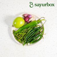 Gambar Sayurbox Paket Sambal Hijau Fresh Konvensional 1 Pack dengan Cabai Rawit Hijau Besar Keriting Tomat Hijau Bawang Merah Putih Kecombrang Herbal dari Sayurbox undefined 1 Tokopedia