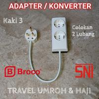 Gambar BROCO Kaki 3 ADAPTER KONVERTER TRAVEL Arab Saudi UMROH Colokan Listrik - 2 meter, 2 LUBANG dari ANEKA GROSIR ANDA undefined 1 Tokopedia