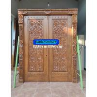 Gambar kusen pintu ukir kayu jati berkuwalitas halusan asli jepara dari JNFs Store undefined 3 Tokopedia