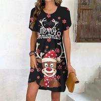 Gambar Best Deer Print Dress Women Cute Christmas Snowflake Evening Clothing Winter Short Sleeve Dresses Fashion Casual Party Clothes dari Jowo Stores undefined 1 Tokopedia
