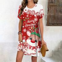 Gambar Best Deer Print Dress Women Cute Christmas Snowflake Evening Clothing Winter Short Sleeve Dresses Fashion Casual Party Clothes dari Jowo Stores undefined 4 Tokopedia