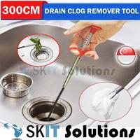 Gambar SG Seller90cm/160cm/300cm Sink Drain Blockage Clog Hair Unclog Toilet Pipe Cleaner Drainage Declogger Toilet Bathroom Wash Basin Bath Tub Kitchen Tube Drain Floor Trap Sewer, Grabberable Claw Pick Up Tool With 4 Claws, Plumbing Snake Tool dari Novalutions undefined 2 Tokopedia