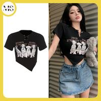 Gambar Miyeon BJ391 Baju Kaos Crop Top Printed Atasan Wanita Lengan Pendek Distro Y2K - Hitam, S dari toko.miyeonstyle undefined 1 Tokopedia