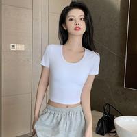 Gambar Miyeon BJ282 Baju Wanita  Croptop Kaos Crop Tee Baju Atasan Wanita - PUTH, M dari toko.miyeonstyle undefined 3 Tokopedia
