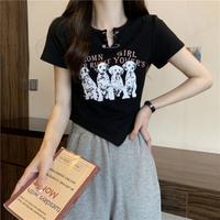 Gambar Miyeon BJ391 Baju Kaos Crop Top Printed Atasan Wanita Lengan Pendek Distro Y2K - Hitam, S dari toko.miyeonstyle undefined 5 Tokopedia