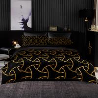 Gambar Simlpy Black Bedding Set,High Quality Duvet Cover,Golden Geometric dari KARMINII39 undefined 5 Tokopedia
