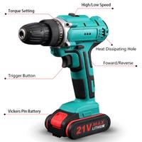 Gambar Terlaris, 21V Impact Cordless Drill Power Tools Wireless Drills dari Fancyan undefined 4 Tokopedia