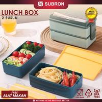 Gambar SUBRON Lunch Box 1300ML 2 Susun Free Sendok Garpu Food Grade Bekal Misting Makan Siang - HIJAU dari SUBRON KITCHENWARE undefined 1 Tokopedia