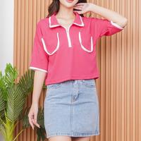 Gambar DR FASHION - MISCHA TOP WANITA Blouse Lengan Pendek Korean Style dari albudurt undefined 4 Tokopedia