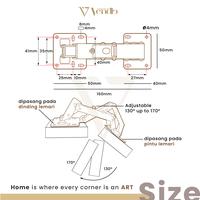 Gambar Engsel Kodok 6 inch - Engsel Lemari - Engsel Pintu Soft Close Door Hinge dari Vendle undefined 4 Tokopedia