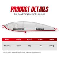 Gambar Noeby 3pcs GT tuna stickbait lure boat lure fishing lure sinking dari Dani1112 undefined 5 Tokopedia