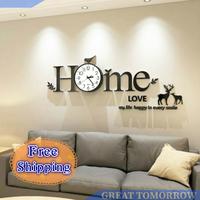 Gambar GT Hiasan Jam Dinding Mewah Silent Wall Clock DIY Acrylic sticker clock Modern Art Nordic  luxury clock home decor wall decoration - Simple Black dari Great Tomorrow undefined 1 Tokopedia