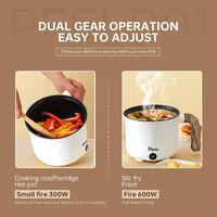 Gambar Termurah Perfin Pfelp01 Panci Listrik Serbaguna Panci Anti Lengket 1.5L- Portable Fry Pan Free Kukusan - Kuning dari diningrati undefined 4 Tokopedia