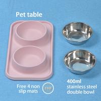 Gambar Double Dog Bowl With Silicone Mat Non-Slip Cat Bowl Stainless Steel Cat Food Water Feeder Pet Feeding Drinking Bowl Pet Supplies dari Kanjje undefined 5 Tokopedia