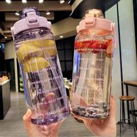 Gambar High-capacity Water Bottle Reusable Outdoors Sports Drinking Bottle with Time Marker 2L Portable Plastic Cups with Straw 텀블러 dari iMade IMage undefined 1 Tokopedia