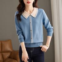 Gambar SN Women Clothing Simple Solid Sweet Knitted Tops Spring Daily Casua dari Simetris Notes undefined 4 Tokopedia