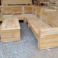 Gambar Terbaru Furniture Ruang Tamu/Kursi Tamu Sudut/Kursi Minimalis Kayu Jati Kode 715 dari Kini Creatife Store undefined 4 Tokopedia