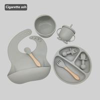 Gambar 8Pcs Kids Feeding Tableware Set Learn To Eat Training Fork Spoon Baby Dinner Plate Bib Complementary Food Suction Cup Bowl Set dari Olinesweet undefined 3 Tokopedia