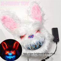 Gambar Bunny Mask Halloween Led Mask Light Up Scary Mask Rabbit  Bloody Plush Head Mask Cosplay Costume Props Halloween Party Supplies dari Sartoriale undefined 4 Tokopedia