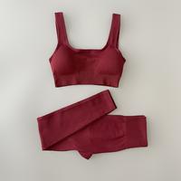 Gambar Ribbed Yoga Clothing Sets Women High Waist Leggings And Top Two Piece dari Toko ordinary undefined 4 Tokopedia