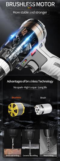 Gambar (IMPORT) Brushless drill NANWEI21V Electric Screwdriver Electric Drill lithium cordless drill Cordless Screwdriver Mini Drill Power Tools dari Onlinestored id undefined 2 Tokopedia