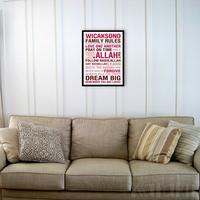 Gambar langsung proses CUSTOM FAMILY RULES - Home Decor Islami - Pigura Hiasan Dinding Rumah Stock terbatas dari almoend undefined 1 Tokopedia